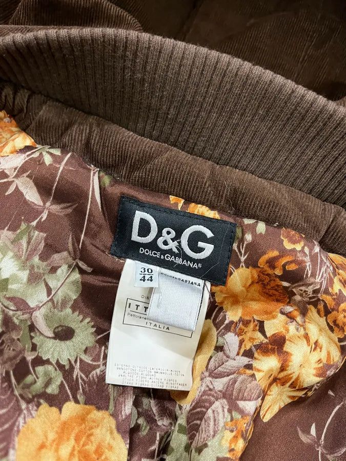 2000s Dolce & Gabbana Brown Corduroy Fur Hood Buttoned Jacket xXWapcx 8