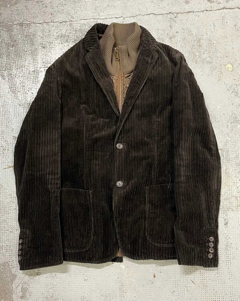 2000s Dolce & Gabbana Brown Corduroy Puffer Double Layer Jacket ijnSjgu 0