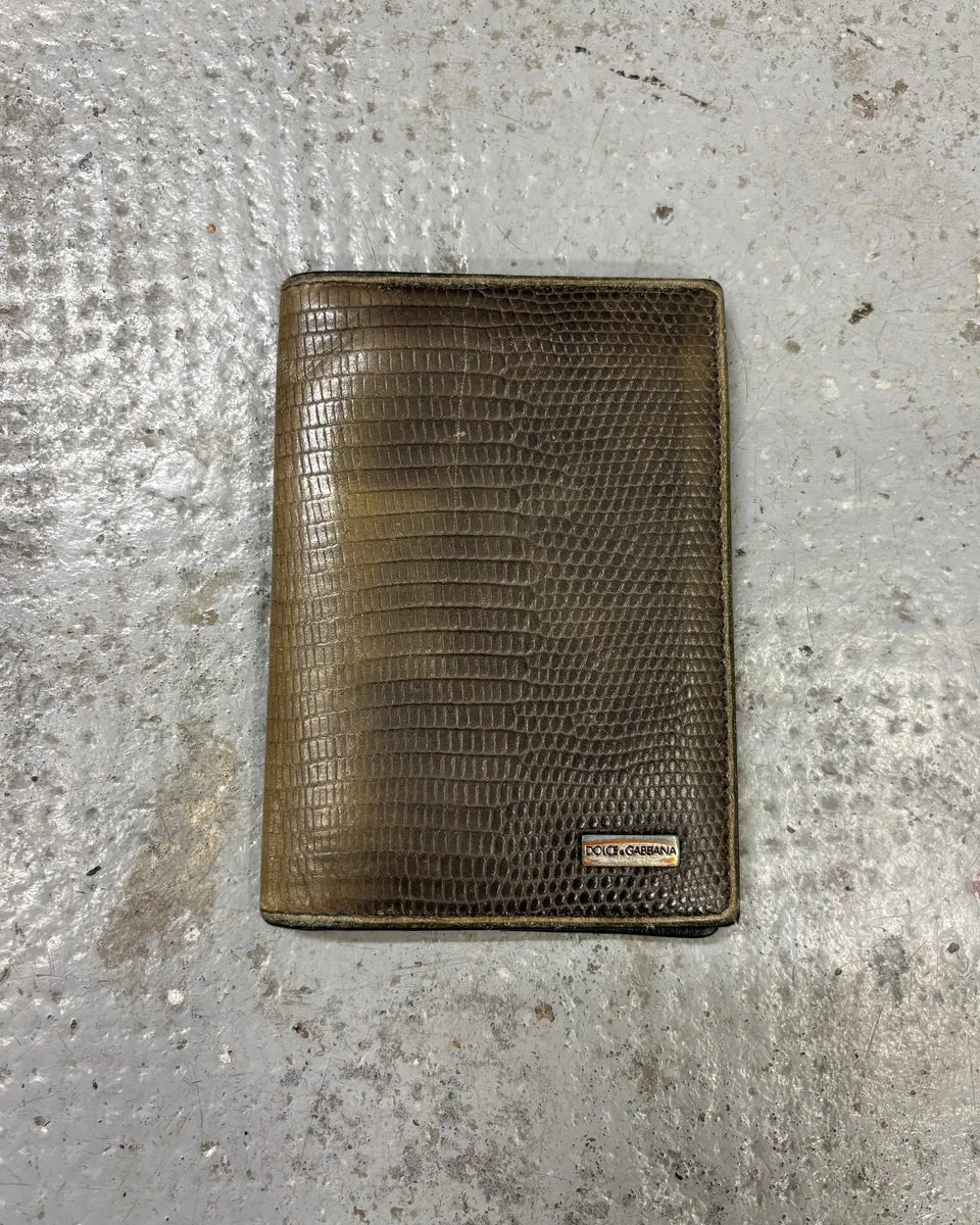 2000s Dolce & Gabbana Brown Crocodile Effect Leather Wallet QzxkiHP 0