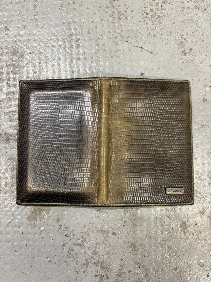 2000s Dolce & Gabbana Brown Crocodile Effect Leather Wallet QzxkiHP 3