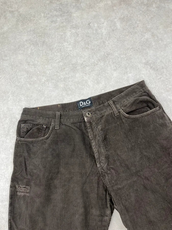 2000s Dolce & Gabbana Brown Distressed Corduroy Pants kjepKYH 4