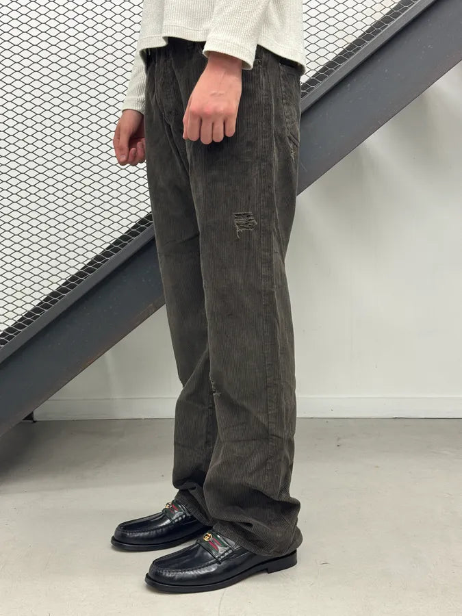 2000s Dolce & Gabbana Brown Distressed Corduroy Pants kjepKYH 2