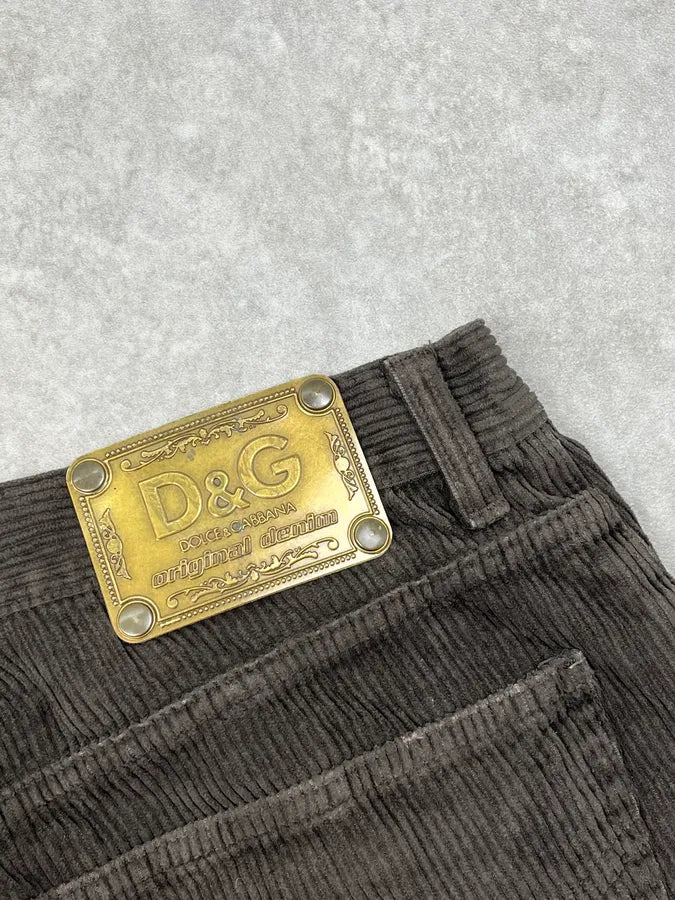 2000s Dolce & Gabbana Brown Distressed Corduroy Pants kjepKYH 8