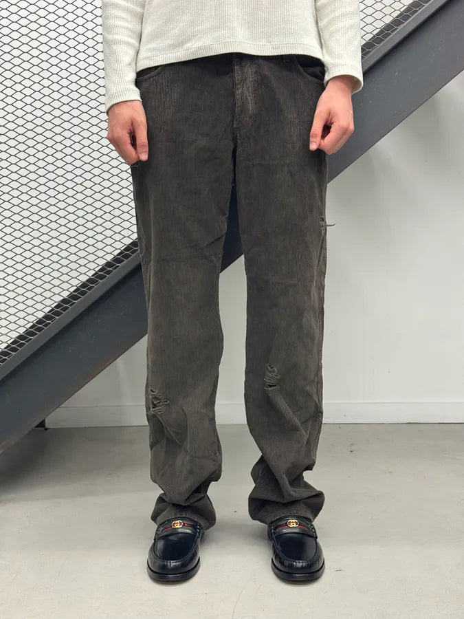 2000s Dolce & Gabbana Brown Distressed Corduroy Pants kjepKYH 1