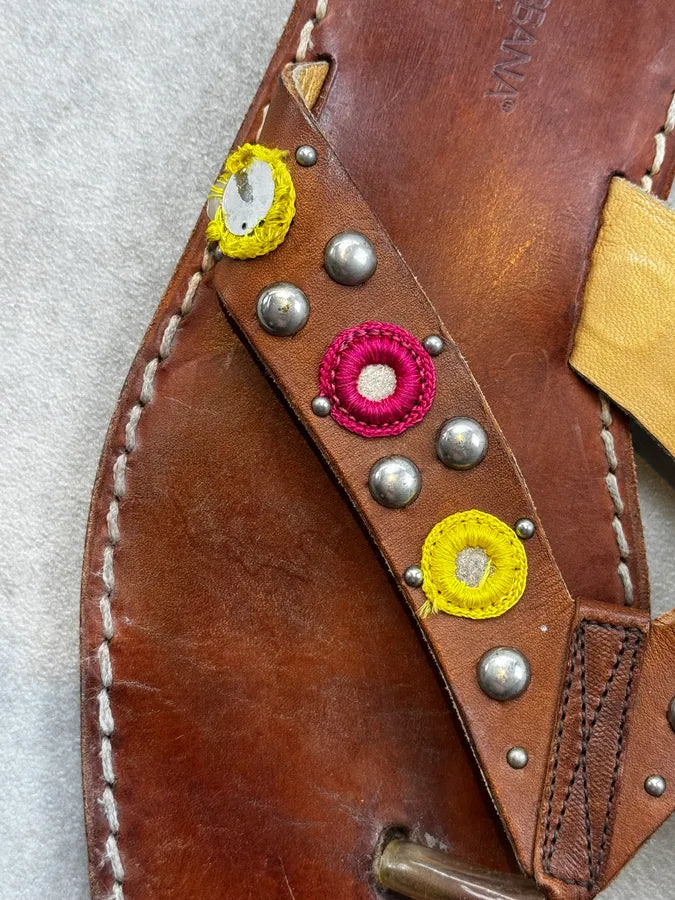 2000s Dolce & Gabbana Brown Embellished Oriental Sandals YTbexwJ 5