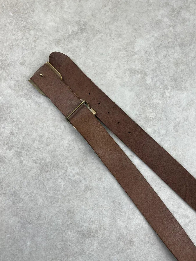 2000s Dolce & Gabbana Brown Eroded Leather Logo Belt YJTJgau 4