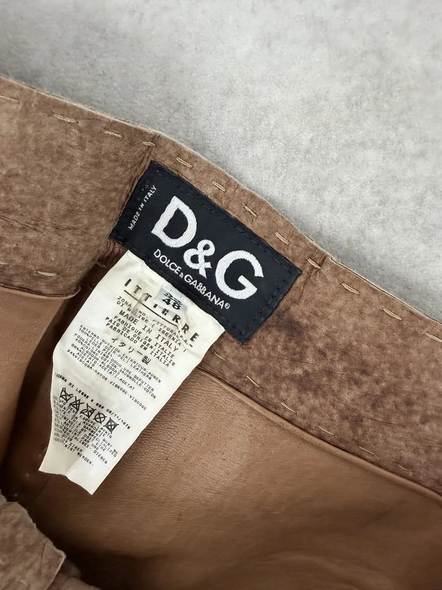 2000s Dolce & Gabbana Brown Eroded Leather Pants VxWBUJQ 10