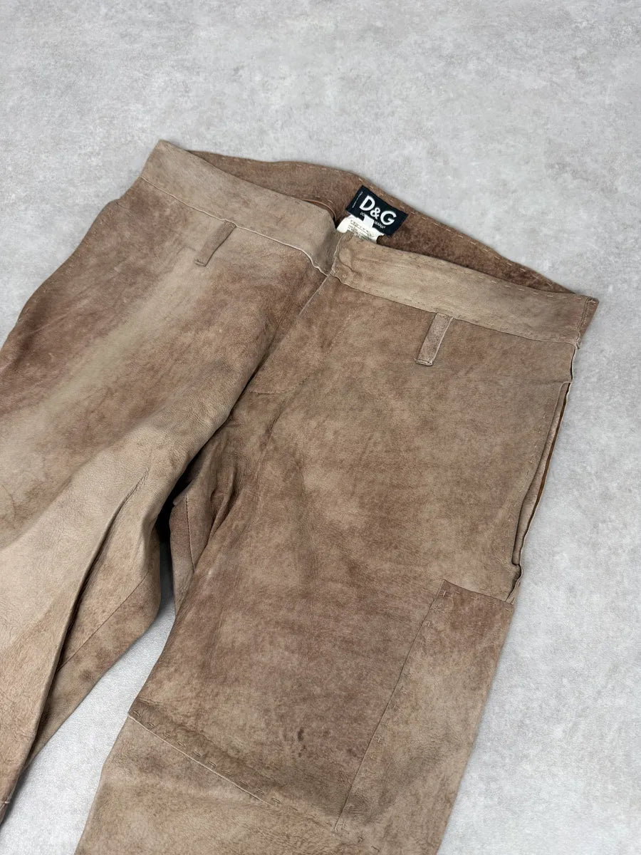 2000s Dolce & Gabbana Brown Eroded Leather Pants VxWBUJQ 11