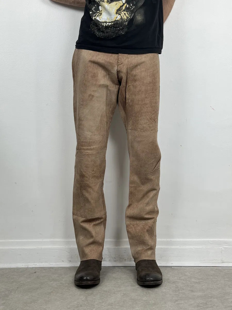 2000s Dolce & Gabbana Brown Eroded Leather Pants VxWBUJQ 2