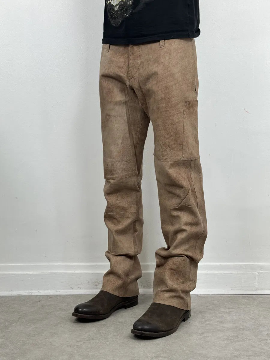 2000s Dolce & Gabbana Brown Eroded Leather Pants VxWBUJQ 4