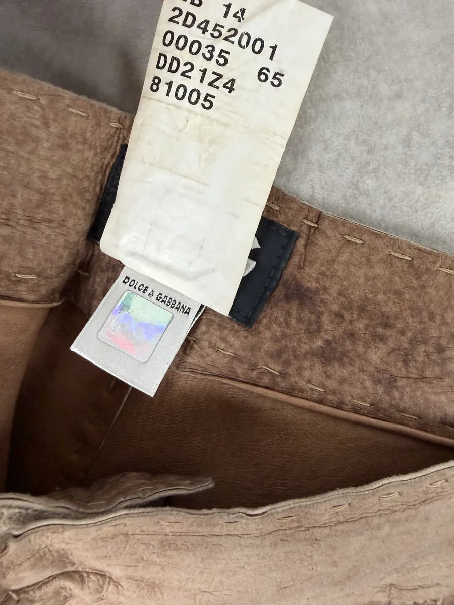 2000s Dolce & Gabbana Brown Eroded Leather Pants VxWBUJQ 8