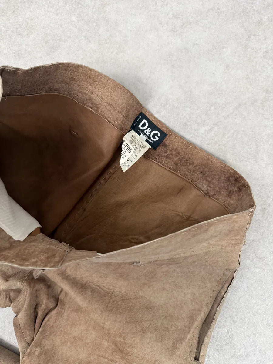 2000s Dolce & Gabbana Brown Eroded Leather Pants VxWBUJQ 9