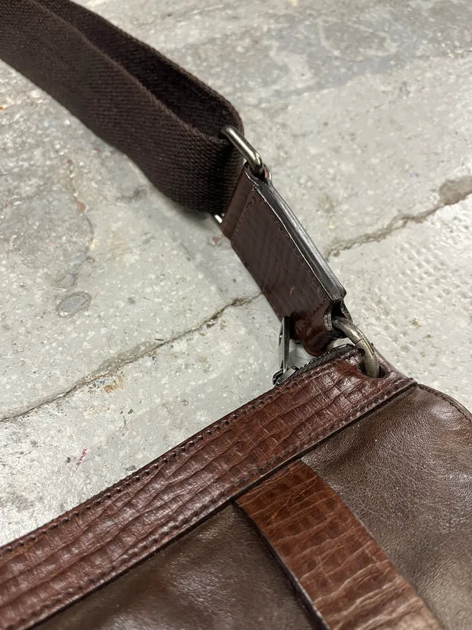 2000s Dolce & Gabbana Brown Eroded Leather Shoulder Bag (OS) APvoYjW 3