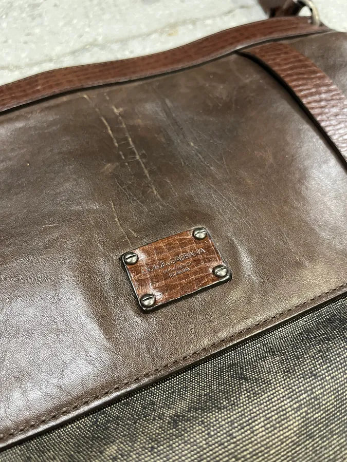 2000s Dolce & Gabbana Brown Eroded Leather Shoulder Bag (OS) APvoYjW 4