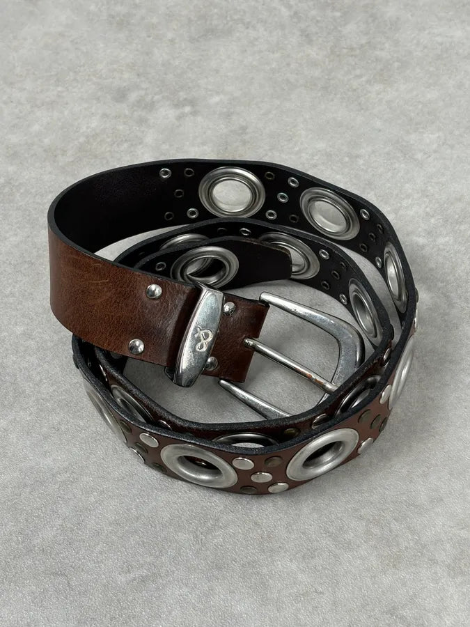 2000s Dolce & Gabbana Brown Eyled Leather Belt byxLYKl 6