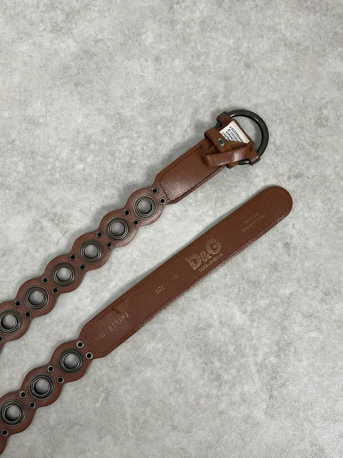 2000s Dolce & Gabbana Brown Eyled Leather Belt IcjSlvu 4