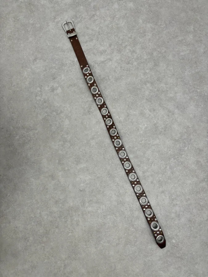 2000s Dolce & Gabbana Brown Eyled Leather Belt byxLYKl 10
