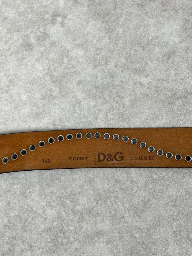 2000s Dolce & Gabbana Brown Eyled Leather Belt vTbvVfC 4