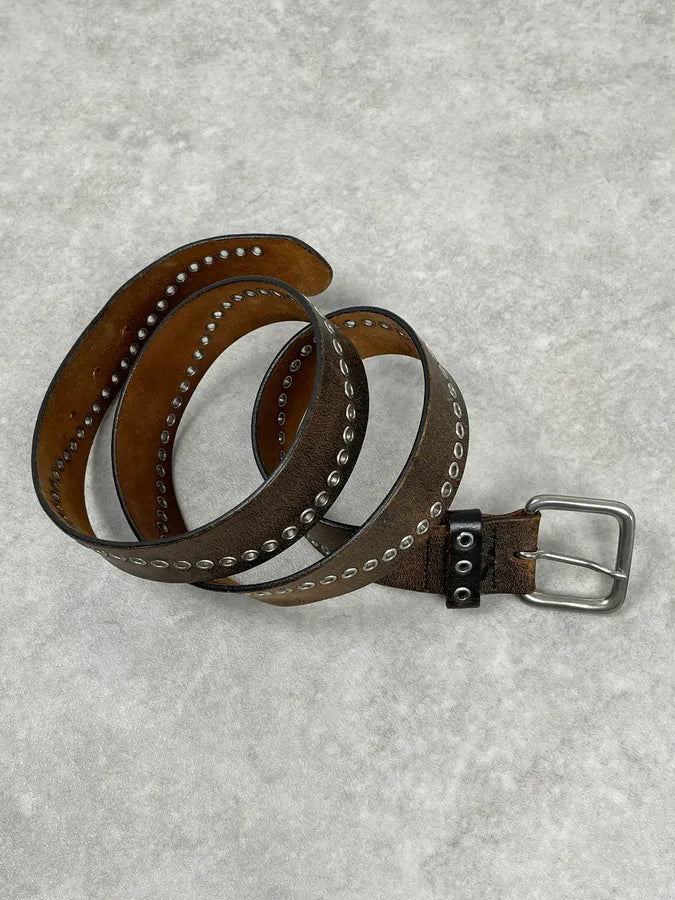 2000s Dolce & Gabbana Brown Eyled Leather Belt vTbvVfC 1