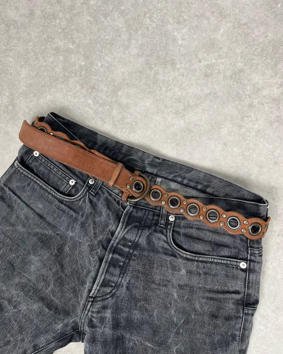 2000s Dolce & Gabbana Brown Eyled Leather Belt IcjSlvu 0