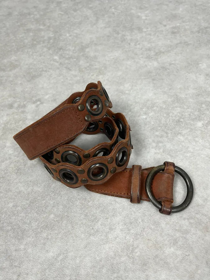 2000s Dolce & Gabbana Brown Eyled Leather Belt IcjSlvu 3