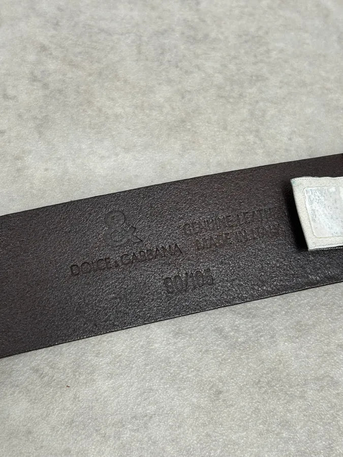 2000s Dolce & Gabbana Brown Eyled Leather Belt byxLYKl 11