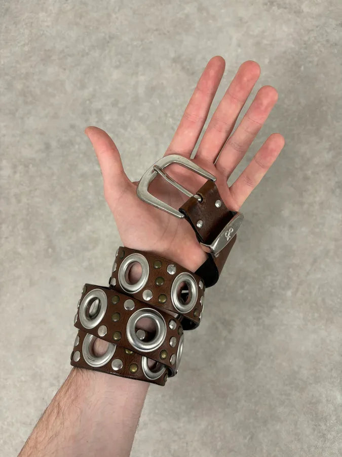 2000s Dolce & Gabbana Brown Eyled Leather Belt byxLYKl 1