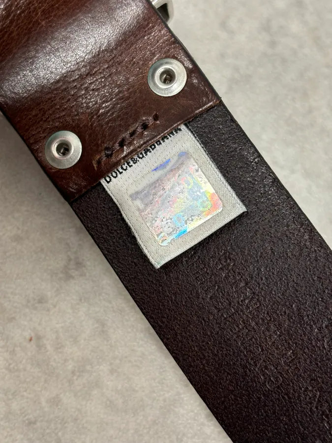 2000s Dolce & Gabbana Brown Eyled Leather Belt byxLYKl 9