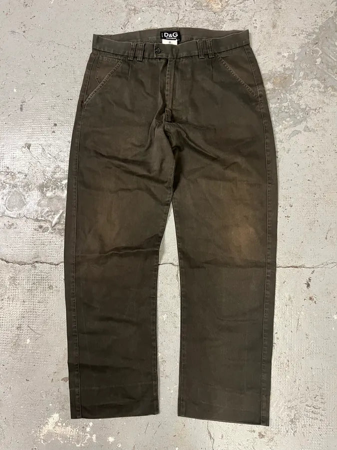 2000s Dolce & Gabbana Brown Faded Cozy Large Pants nCXKXoe 0