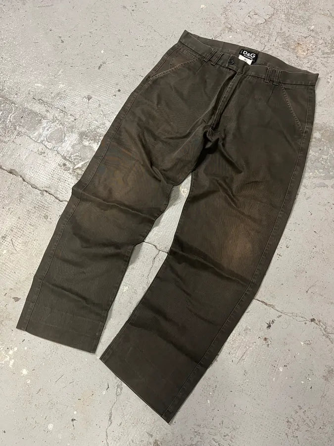 2000s Dolce & Gabbana Brown Faded Cozy Large Pants nCXKXoe 4