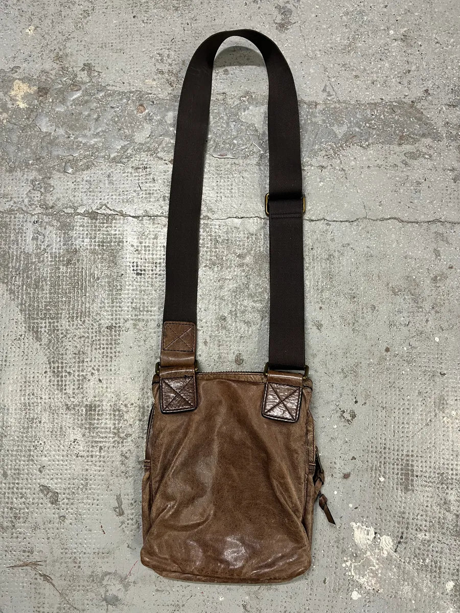 2000s Dolce & Gabbana Brown Faded Leather Shoulder Bag AfFUWKA 5
