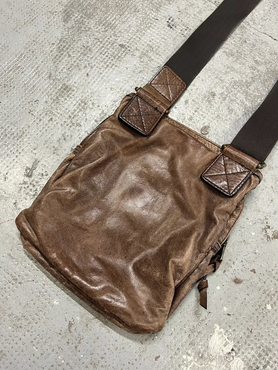 2000s Dolce & Gabbana Brown Faded Leather Shoulder Bag AfFUWKA 6