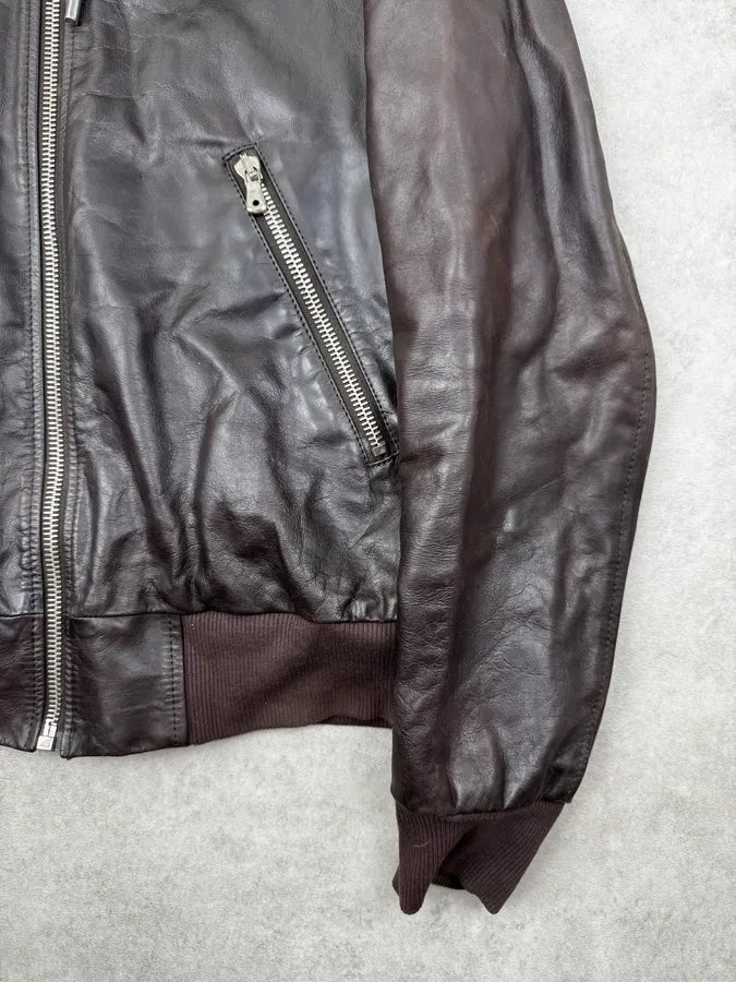 AW2003 Dolce & Gabbana Brown Front Zips Hooded Leather Jacket vjeNPWo 8