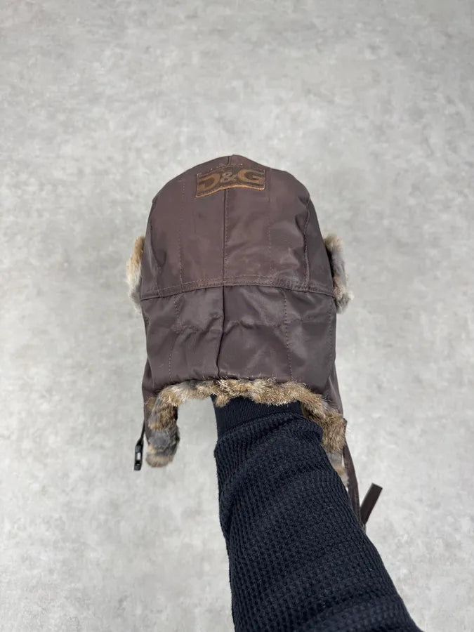 2000s Dolce & Gabbana Brown Fur Chapka Hat EcjmQSL 11