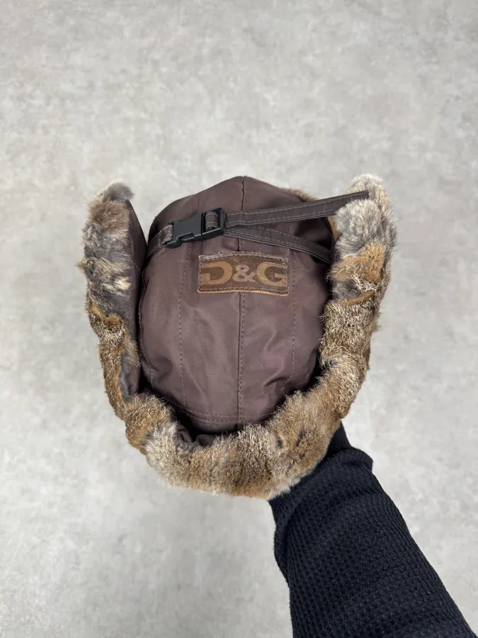 2000s Dolce & Gabbana Brown Fur Chapka Hat EcjmQSL 6