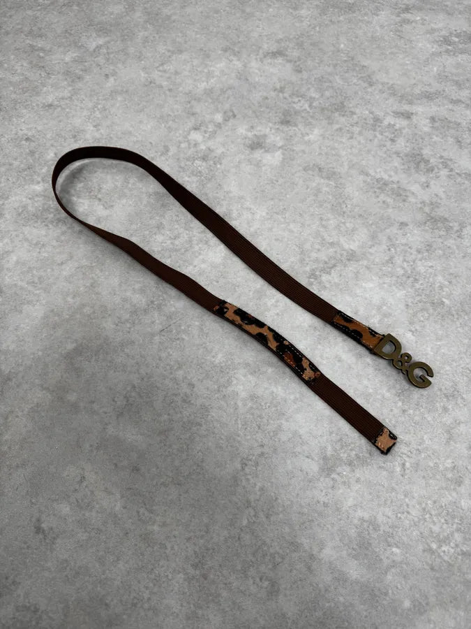 2000s Dolce & Gabbana Brown Fur Effect Leopard Leather Belt VRKExdT 2
