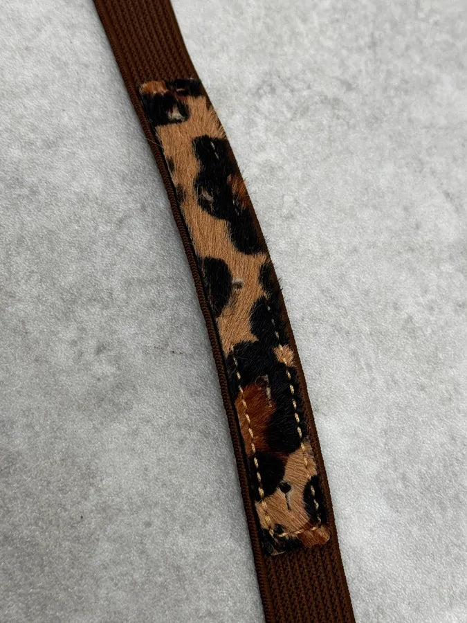 2000s Dolce & Gabbana Brown Fur Effect Leopard Leather Belt VRKExdT 4