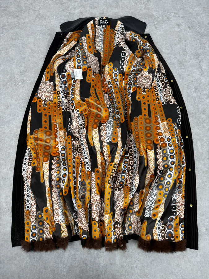 2000s Dolce & Gabbana Brown Fur Leather Trench Coat swJayws 6