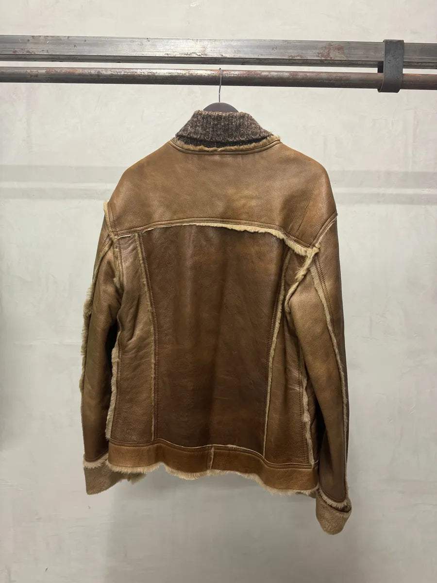 2000s Dolce & Gabbana Brown Fur Premium Leather Jacket (L) 2