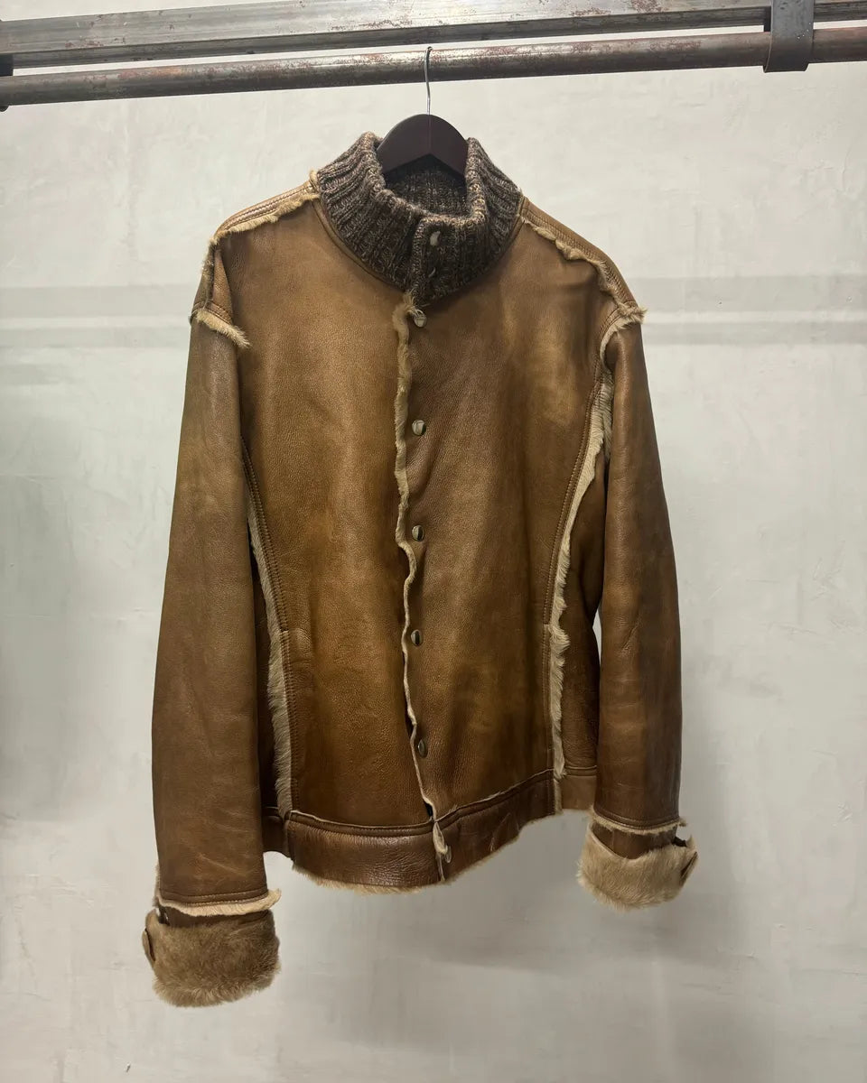 2000s Dolce & Gabbana Brown Fur Premium Leather Jacket (L) 3