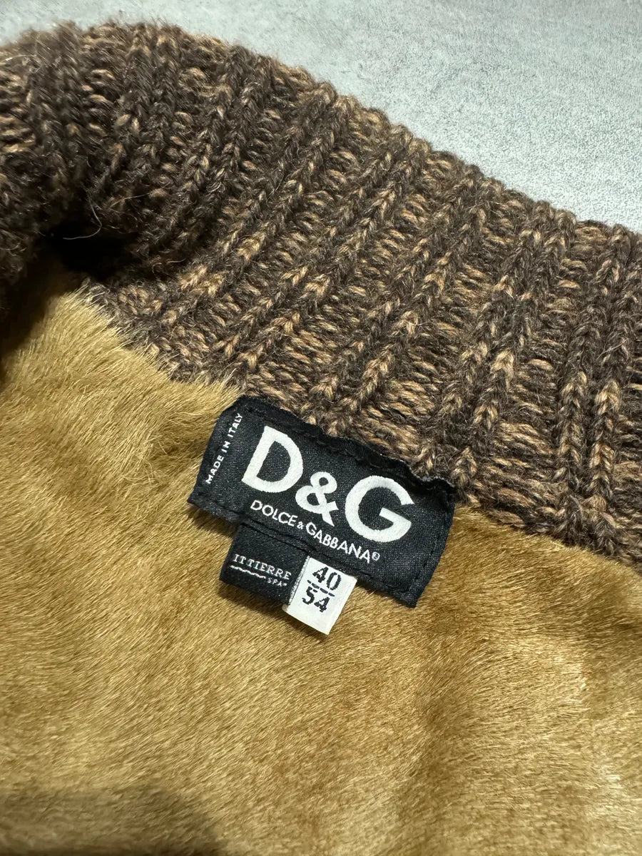 2000s Dolce & Gabbana Brown Fur Premium Leather Jacket (L) 6