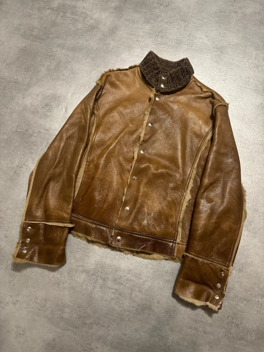 2000s Dolce & Gabbana Brown Fur Premium Leather Jacket (L) 8