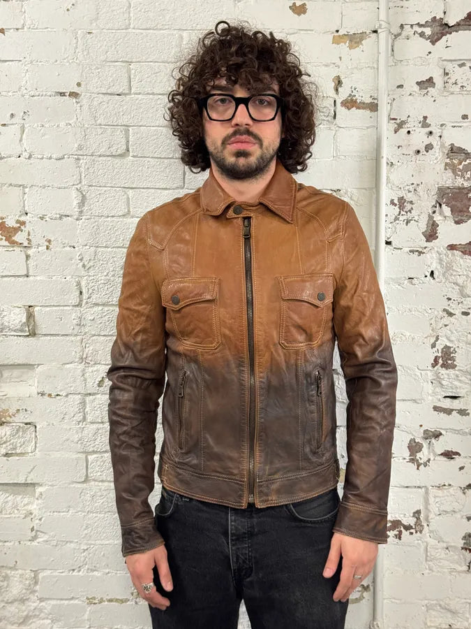 SS2010 Dolce & Gabbana Brown Gradient Leather Jacket  NzHtwKh 2