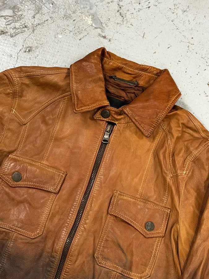 SS2010 Dolce & Gabbana Brown Gradient Leather Jacket  NzHtwKh 10