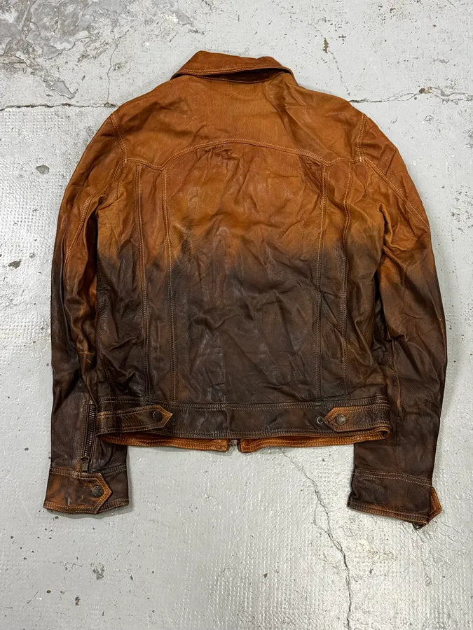 SS2010 Dolce & Gabbana Brown Gradient Leather Jacket  NzHtwKh 4