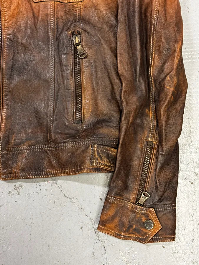 SS2010 Dolce & Gabbana Brown Gradient Leather Jacket  NzHtwKh 8
