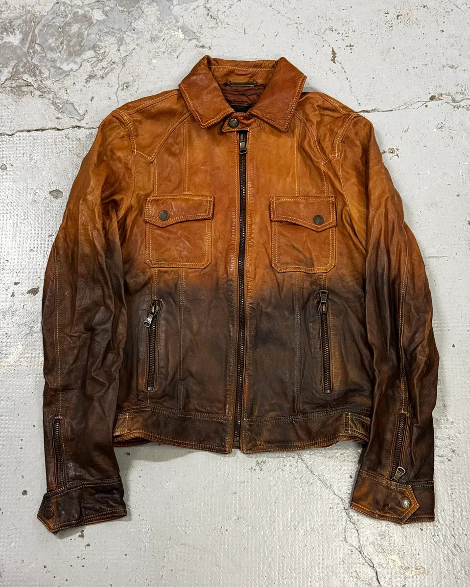 SS2010 Dolce & Gabbana Brown Gradient Leather Jacket  NzHtwKh 0