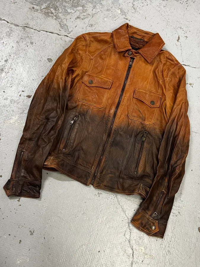 SS2010 Dolce & Gabbana Brown Gradient Leather Jacket  NzHtwKh 5