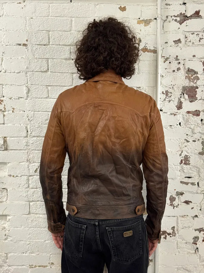 SS2010 Dolce & Gabbana Brown Gradient Leather Jacket  NzHtwKh 3