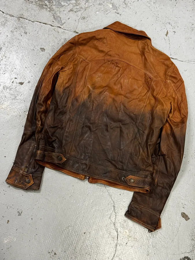 SS2010 Dolce & Gabbana Brown Gradient Leather Jacket  NzHtwKh 6